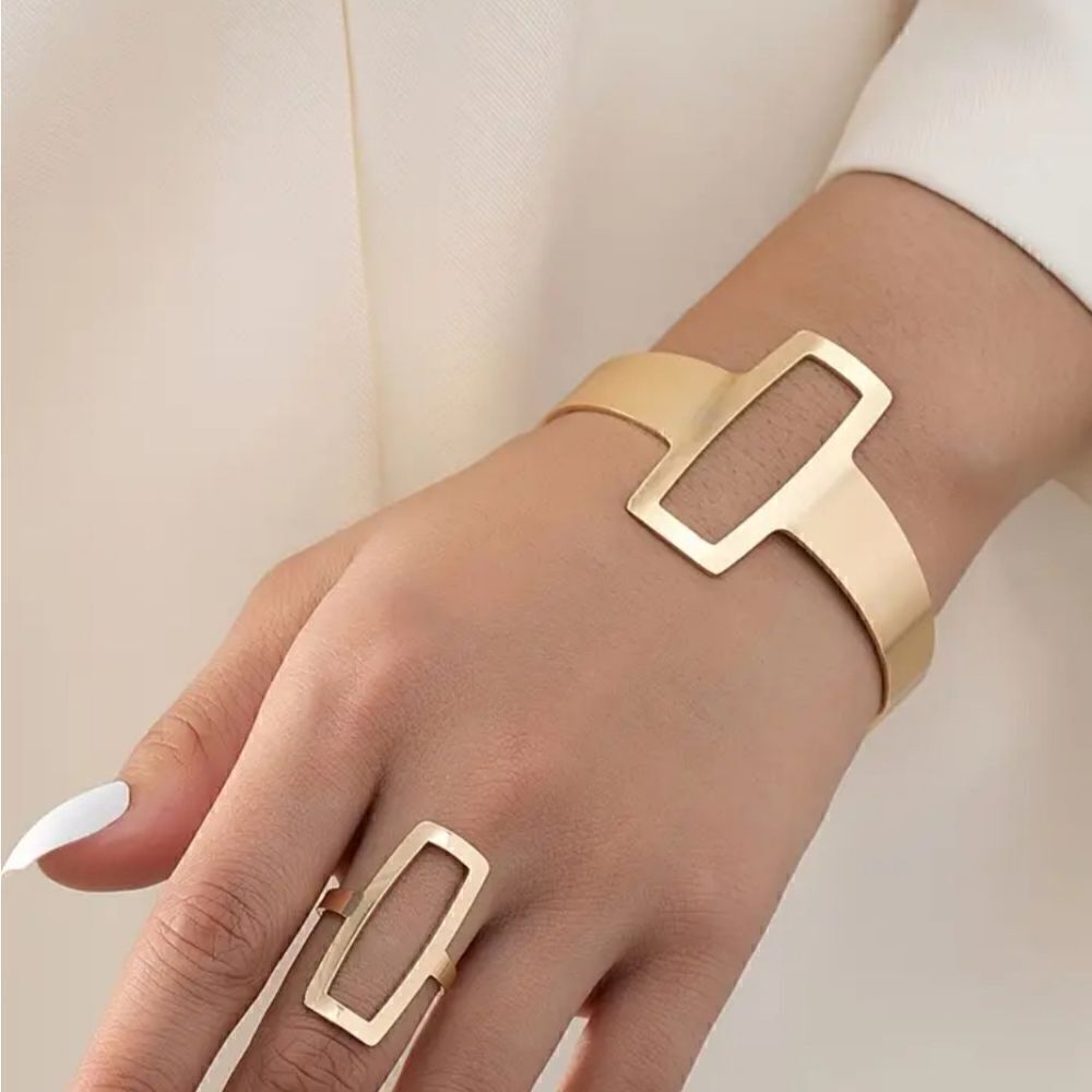 Cuff bracelet and ring set